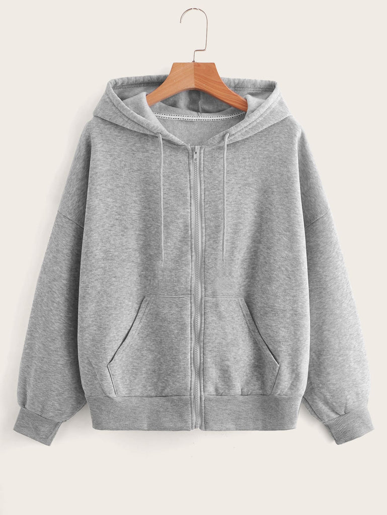 Sweat-Shirt À Capuche Zippé Cordon Doublure Thermique Xs / Gris Pâle