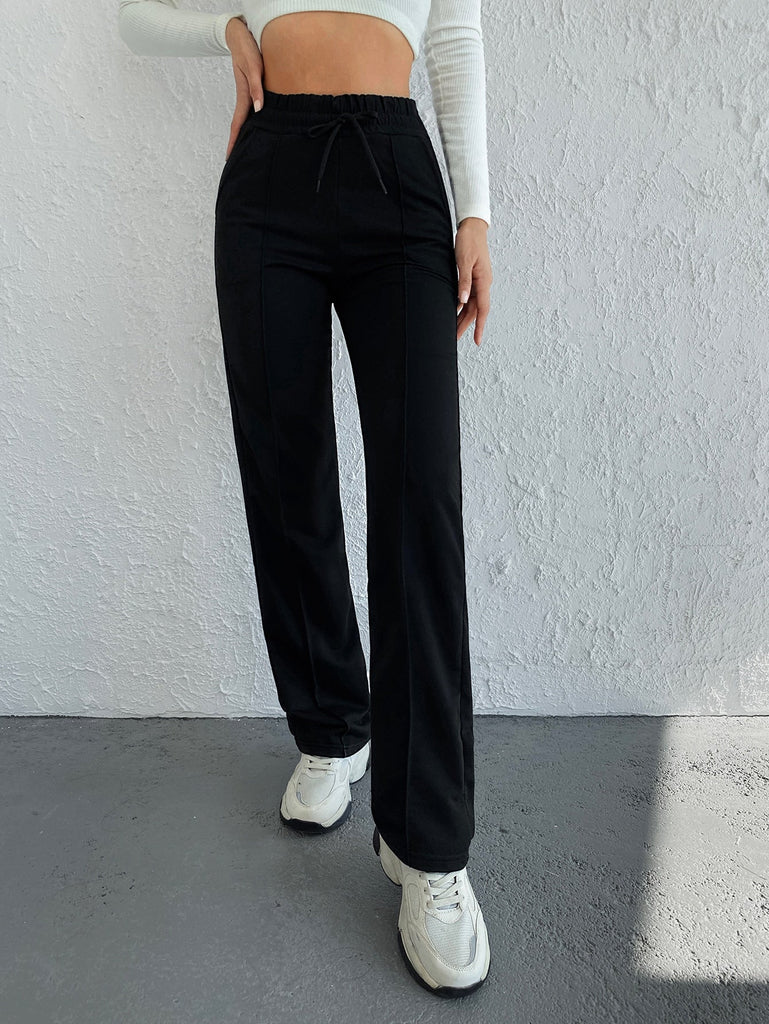 Pantalon De Survêtement À Cordon Couture Détail S / Noir