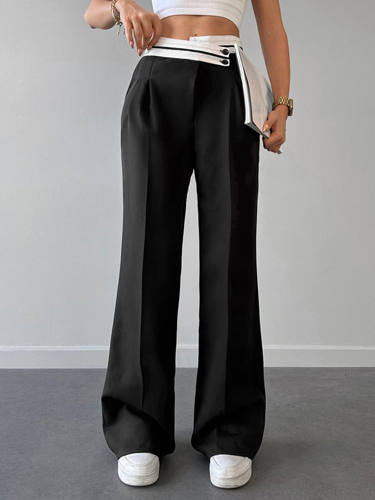 Pantalon De Costume Échelonné Taille Ample 36 / Noir