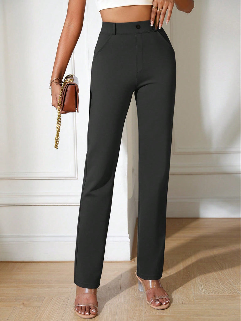 Pantalon Droit Taille Haute Xs / Noir