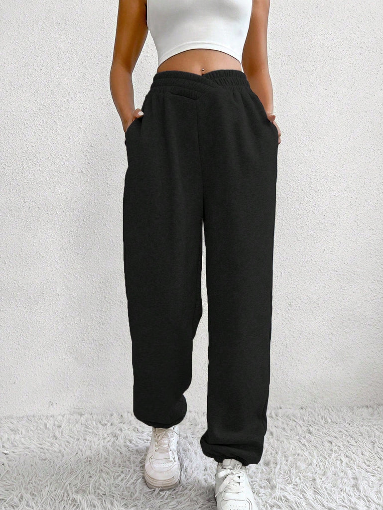 Pantalon De Survêtement Unicolore À Poche Xs / Noir