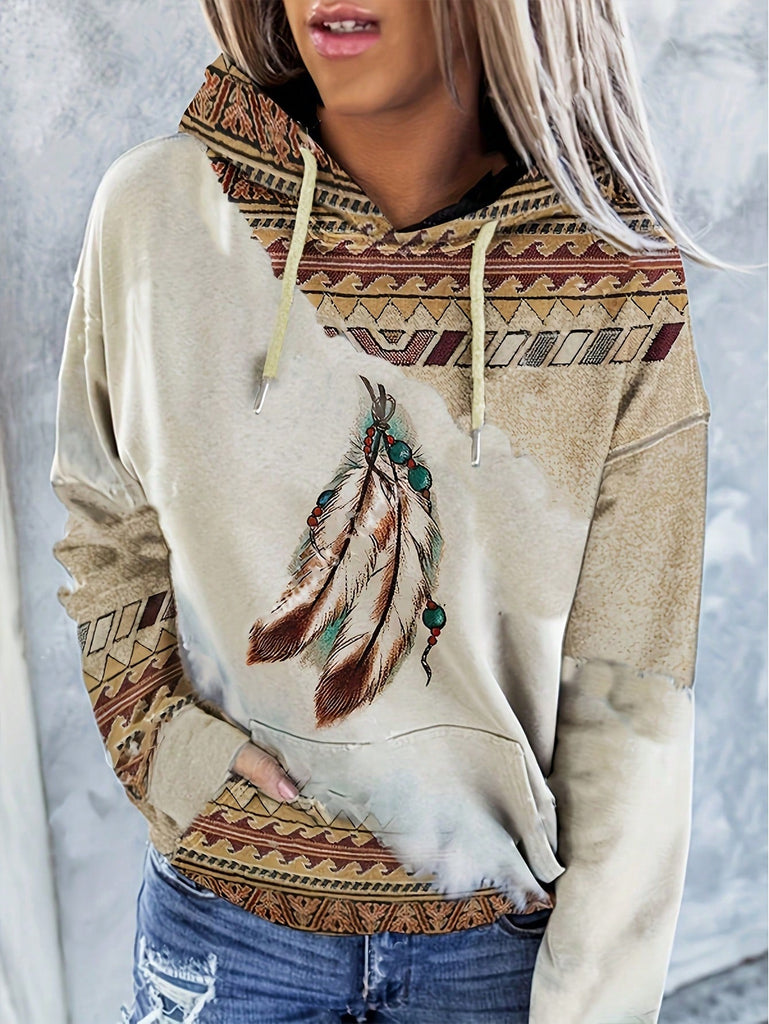 Sweat-Shirts Pour Femmes Cordon Poche Casual Tribal S